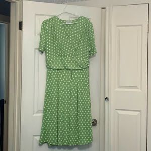 Green dress with polka dots